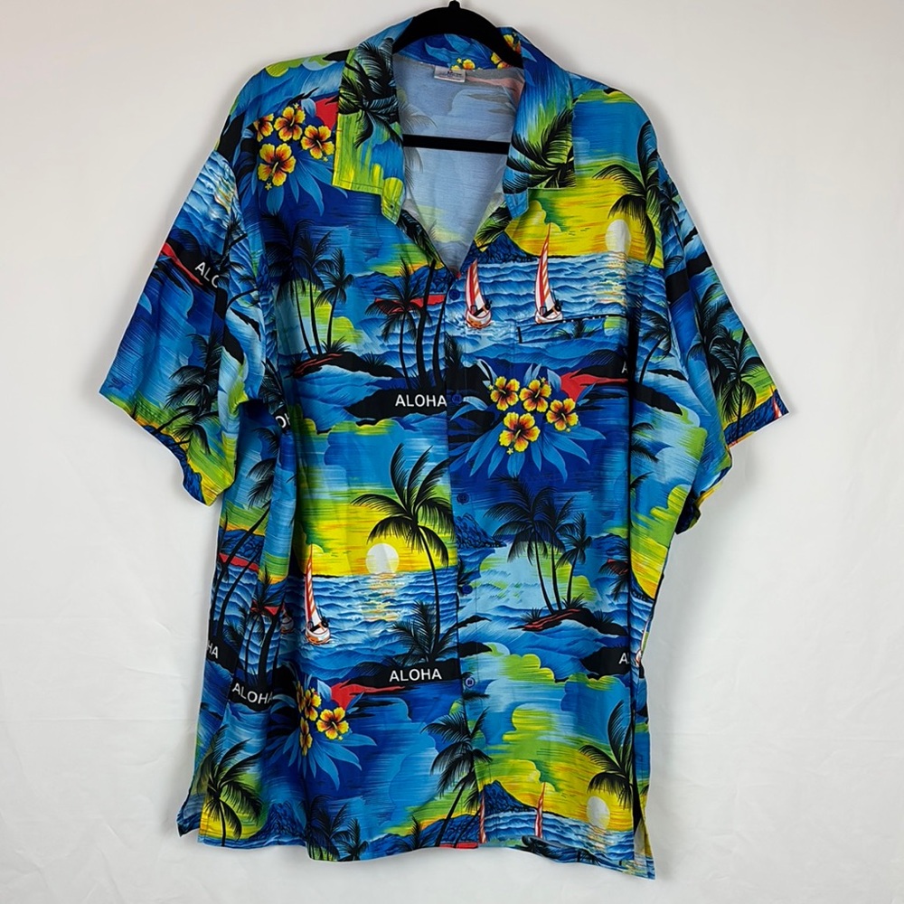 La Leela Men's Sz 3XL Aloha Beach Hawaiian Shirt Island Beach Vacation Luau Tiki